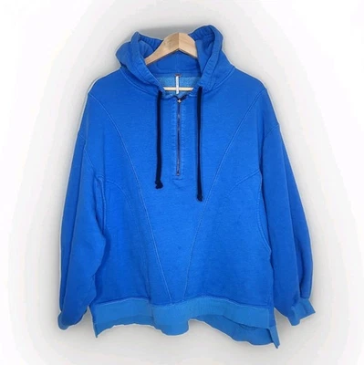 Sudadera Pullover Free People High Road Talla Grande Manga Dolman S Sudadera con Capucha Azul Foto 1 de 4