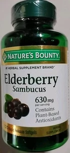 Nature’s Bounty Elderberry Sambucus 630 Mg - 120 Rapid Release Softgels - Picture 1 of 3