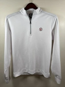 FootJoy Golf Quarter Zip Herren Small Weiß Stretch Pullover Langarm FJ Logo - Bild 1 von 10