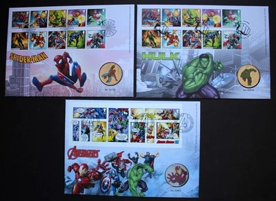 VARIOUS LIMITED ED ROYAL MAIL ROYAL MINT FIRST DAY MEDALLIC MARVEL COIN COVERS. - Image 1 of 4