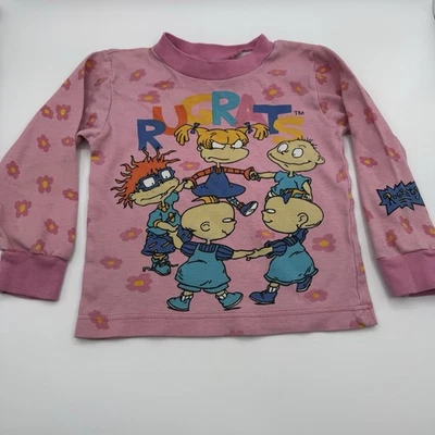 Camisa Rugrats 1997 Vintage Niños Pequeña 4-5 Rosa Manga Larga Angélica Tommy Chucky Foto 1 de 4