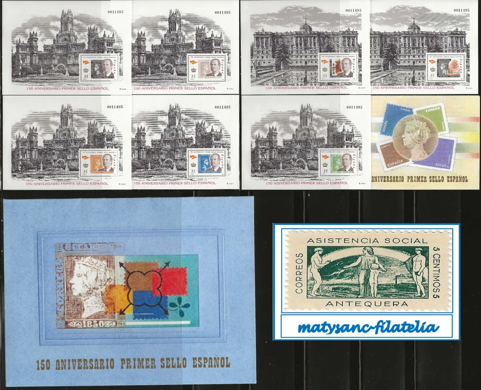 ESPAÑA 2000. EDIFIL 3711A/3711G HOJITAS "150º ANIV. PRIMER SELLO ESPAÑOL". MNH - Imagen 1 de 1