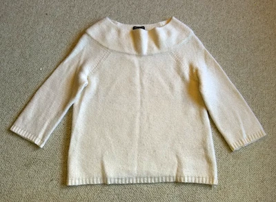 Womens Sweater-LORD & TAYLOR-ivory wool/cashmere pullover boat neck 3/4 slv-M - Image 1 of 4