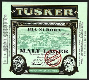 KENYA Brewery TUSKER Beer label - Bild 1 von 1