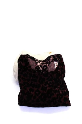 LNA Dolan Womens 3/4 Sleeve Velvet Knit Tops Brown Beige Size Small Lot 2 - Image 1 of 4