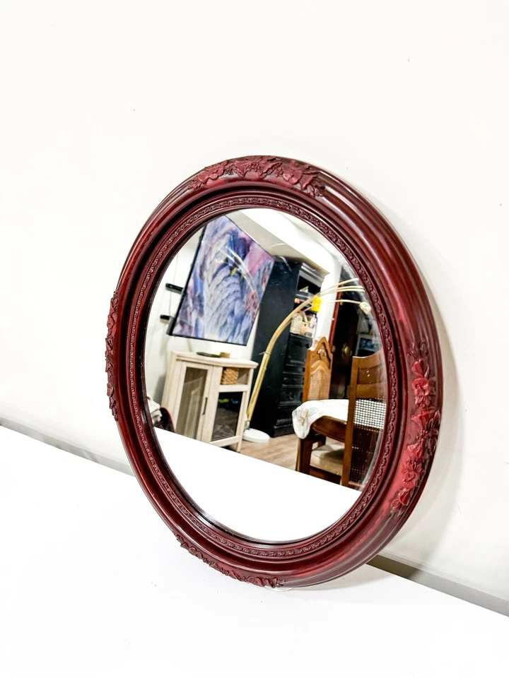 Vintage Oval Victorian Style Mirror Wall Accent Decoration Plastic Frame ￼ - Image 1 of 4