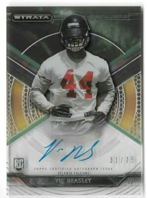 Vic Beasley 2015 Topps Strata Glass Autograph Green #SAVB /75 Falcons Parallel  - Image 1 of 3