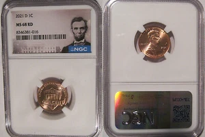 2021 D Lincoln SHIELD Cent 1c NGC MS 68 RD - Picture 1 of 2