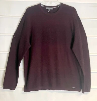 Ike Behar Chile Garnet 100% Cotton Round Neck LS Sweater  L MSRP $120 NWTS! - Image 1 of 4