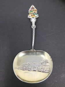 Antiker Quebec Sterling Silber Souvenir Löffel Cloisonné Emaille - Bild 1 von 9