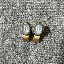 Vintage Cameo Incolay Wrap Cufflinks Gold Dante Blue 