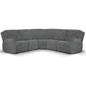7-Pieces Stretch Sectional Sofa Slipcover Jacquard 5 Seat Recliner Couch Covers - Picture 1 of 41