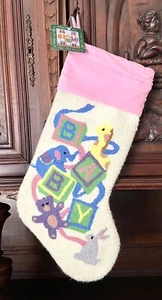 Sugar Plum Dreams NWT New First Christmas Baby Girl Stocking Hook Loop Pink 21” - Picture 1 of 7