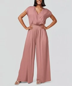 Halara V Neck Plicated Side Pocket Wide Leg Flowy Waffle Casual Jumpsuit - Picture 1 of 88