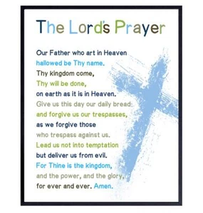 Lords Prayer Bible Verse Wall Art Religious Scripture Boys Room Decor Christian - Picture 1 of 6