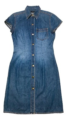 Vestido Vaquero Moda International 2 Azul Jean Manga Corta Elastizado Vintage Y2K Foto 1 de 4