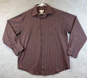 Pronto Uomo Mens L Brown black Stripe Dress Shirt / 82-23 - Picture 1 of 12