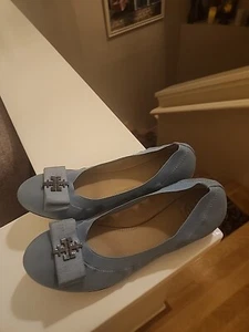 Tory Burch Sedgwick Ballet Flats Blue SZ 8.5 Great Condition - Picture 1 of 11