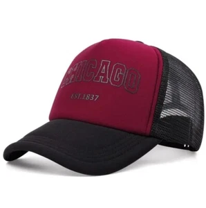 CHICAGO EST 1837 ADJUSTABLE MESH BASEBALL HAT WINE/RED - Picture 1 of 1