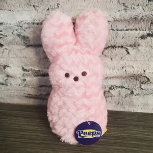 Peeps Bunny Rabbit 9" Pink Chevron Furry Plush Easter Basket Stuffed Animal NEW - Picture 1 of 4