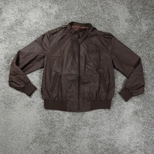 Vintage Members Only Jacket Size XL Brown Bomber Full Zip Europe Craft Waxed - Picture 1 of 10