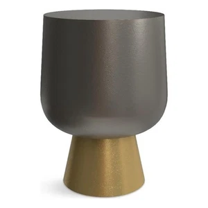 Anthony Contemporary 14" Wide Metal Side Table in Antique Bronze&Antique Brass - Picture 1 of 9