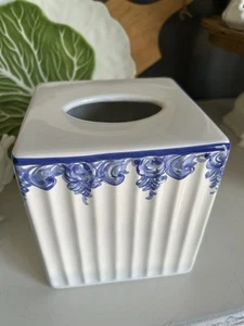 vestal alcobaca portugal pottery Blue And White Tissue Box Cover - Picture 1 of 7