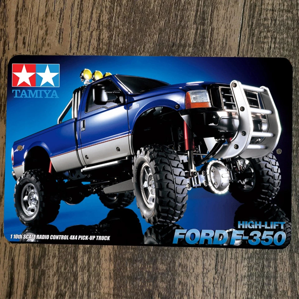 Металлический настенный знак радиоуправления радиоуправляемого радиоуправляемого автомобиля грузовика Ford F-350 Tamiya 8x12 - Изображение 1 из 1