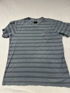 RVCA - T-Shirt - Mens Large - Blue Slate Grey - Striped - Picture 1 of 6