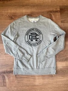 Reigning Champ Herren Rundhals Sweatshirt Samt Logo Spruch Gr. SMALL grau - Bild 1 von 12