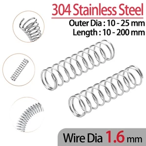 Compression Spring 1.6mm, 304 Stainless Steel Length 10 to 200mm Pressure Spring - Picture 1 of 24