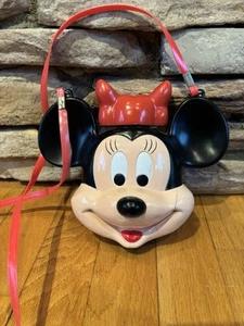 Vintage Disney Minnie Mouse Plastic Canteen Water Bottle with Red Shoulder Strap - Picture 1 of 10