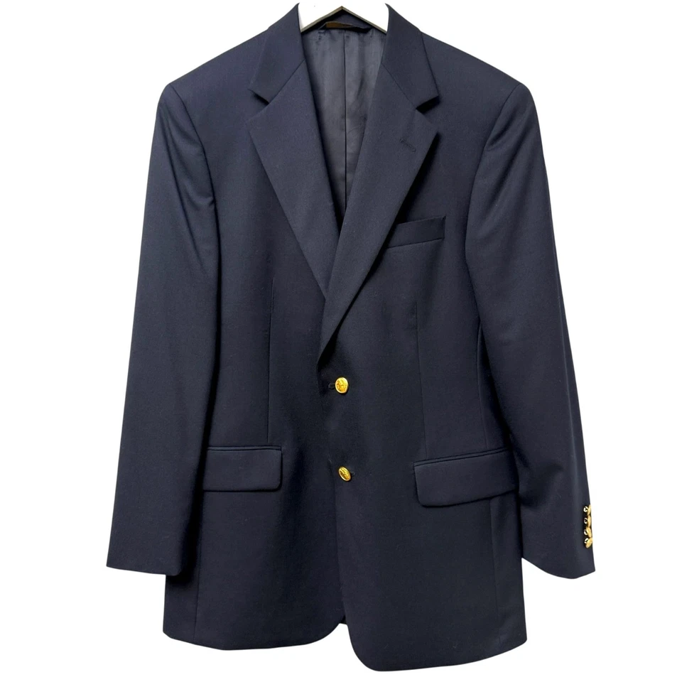 BROOKS BROTHERS "346"  Mens Wool Blazer 38R Navy Gold Buttons Sport Coat Classic - Image 1 of 4