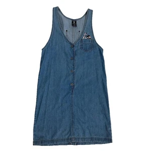 Vintage Looney Tunes Denim Dress Women's XS Small Warner Bros Studio Jumper 90s - Picture 1 of 8
