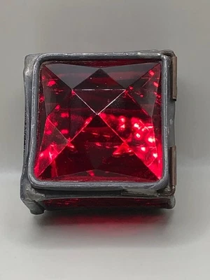 1970  Ruby Red Laded and Stained Glass Trinket Box with Mirror St. Augustine - Image 1 of 4