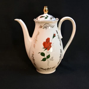 GKC Gareis Kuhnl & Co. Bavaria Coffee Pot Red Roses Buds Gold Scrolls 1900-1945 - Picture 1 of 22