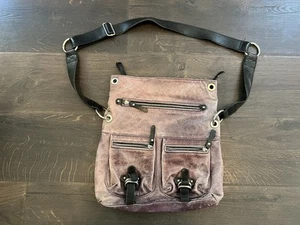 Tano Hobo Boho Bag Reddish Brown Leather Silver Buckles On Sides Gorgeous - Picture 1 of 10