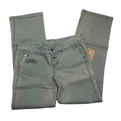 Pantalón de mezclilla de tiro bajo OAKLEY corte bota para mujer 10 iconos de chapa metálica Foto 1 de 4