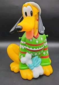 Disney Parks Popcorn Bucket Pluto Christmas Green Red Holiday Sweater Disneyland - Picture 1 of 11
