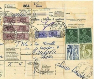 SWITZERLAND Parcel Card *Russo* 1958 ITALY Postage Dues {samwells-covers}SS270 - Picture 1 of 5