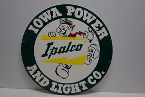 Reddy Kilowatt IOWA POWER & LIGHT CO. Willie Wiredhand 12" DIAMETER MEDALLION - Picture 1 of 3