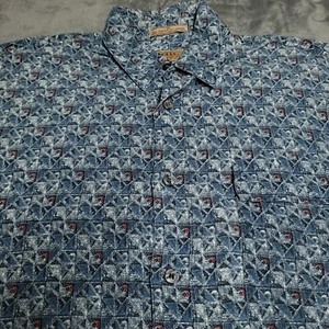 Vtg Guess All Over Geometrick Button Up Shirt Patterned Made Hong Kong Medium - Picture 1 of 8