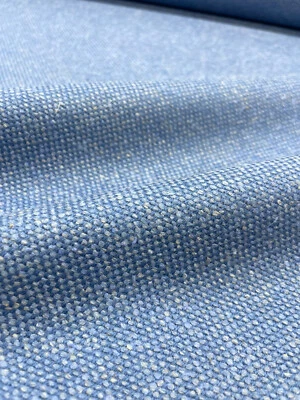 2.875 yds Camira Silk Sovereign Blue Dobby Wool Flax Upholstery Fabric SLK18 - Image 1 of 4