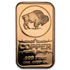 U.S. United States | Buffalo Nickel | 1 oz AVDP 999 Fine Cu Copper Bar (Defects) - Picture 1 of 2