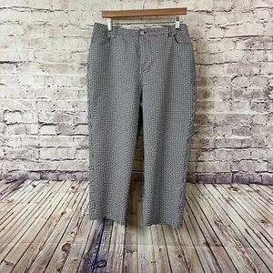 Kate Hill Pants Womens Size 14 Black Check Seesucker High Rise Crop Casual - Picture 1 of 11