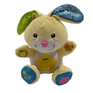 Peluche amarillo de peluche Vtech Peek At Me Bunny modos de dormir música partes del cuerpo iluminar - Imagen 1 de 5