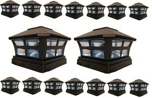 Solar Post Cap Light 16 Pcs 5x5 Solar Black Color Square Fence Post Cap Light - Picture 1 of 9