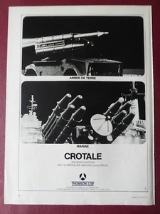 7/1977 PUB THOMSON CSF SYSTEME CROTALE ARMEE DE TERRE MARINE ORIGINAL FRENCH AD - Picture 1 of 1