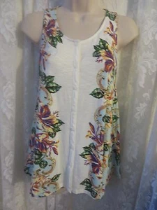  Anthropologie Floral Hybiscus Button down Tank Top By Akemi + Kin Sz XS - Picture 1 of 4
