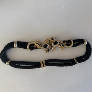 Vintage 80s Elastic Jewel Clasp Lizard or Salamander Buckle  - Medium - Picture 1 of 9